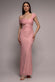ONE SHOULDER PLEATED BARDOT LACE MAXI DRESS BY GODDIVA DR4956