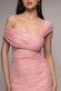 ONE SHOULDER PLEATED BARDOT LACE MAXI DRESS BY GODDIVA DR4956