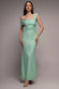 ONE SHOULDER PLEATED BARDOT LACE MAXI DRESS BY GODDIVA DR4956