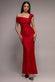 ONE SHOULDER PLEATED BARDOT LACE MAXI DRESS BY GODDIVA DR4956