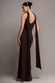 SCUBA & SOFT SATIN HALTERNECK MAXI DRESS WITH BACK SASH DR4973