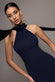 SCUBA & SOFT SATIN HALTERNECK MAXI DRESS WITH BACK SASH DR4973