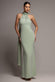 SCUBA & SOFT SATIN HALTERNECK MAXI DRESS WITH BACK SASH DR4973
