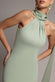 SCUBA & SOFT SATIN HALTERNECK MAXI DRESS WITH BACK SASH DR4973