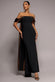 OFF THE SHOULDER MIRROR FOIL ANGEL WING CAPE MAXI DRESS DR4980