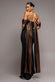 OFF THE SHOULDER MIRROR FOIL ANGEL WING CAPE MAXI DRESS DR4980