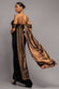 OFF THE SHOULDER MIRROR FOIL ANGEL WING CAPE MAXI DRESS DR4980