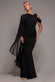 One Shoulder Chiffon Cape Crepe Maxi Dress DR4982