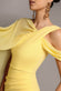 One Shoulder Chiffon Cape Crepe Maxi Dress DR4982