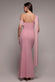 LUREX PLEATED BARDOT ONE SHOULDER CAPE MAXI DRESS DR4984QZ
