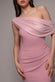 LUREX PLEATED BARDOT ONE SHOULDER CAPE MAXI DRESS DR4984QZ
