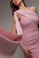 LUREX PLEATED BARDOT ONE SHOULDER CAPE MAXI DRESS DR4984QZ