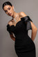 Satin Bow Bardot Sheath Maxi Dress DR4999