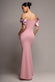 Satin Bow Bardot Sheath Maxi Dress DR4999