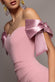 Satin Bow Bardot Sheath Maxi Dress DR4999