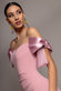 Satin Bow Bardot Sheath Maxi Dress DR4999
