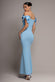 Satin Bow Bardot Sheath Maxi Dress DR4999