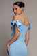 Satin Bow Bardot Sheath Maxi Dress DR4999
