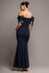 Satin Bow Bardot Sheath Maxi Dress DR4999