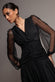 Gathered Long Balloon Sleeve A-Line Mesh Maxi Dress DR5003