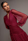 Gathered Long Balloon Sleeve A-Line Mesh Maxi Dress DR5003