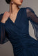 Gathered Long Balloon Sleeve A-Line Mesh Maxi Dress DR5003