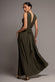GATHERED SHOULDER WRAP NECK DRAPED WAIST MAXI DRESS BY GODDIVA DR5005