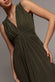 GATHERED SHOULDER WRAP NECK DRAPED WAIST MAXI DRESS BY GODDIVA DR5005