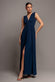 GATHERED SHOULDER WRAP NECK DRAPED WAIST MAXI DRESS BY GODDIVA DR5005