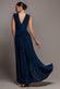 GATHERED SHOULDER WRAP NECK DRAPED WAIST MAXI DRESS BY GODDIVA DR5005