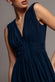 GATHERED SHOULDER WRAP NECK DRAPED WAIST MAXI DRESS BY GODDIVA DR5005