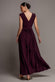 GATHERED SHOULDER WRAP NECK DRAPED WAIST MAXI DRESS BY GODDIVA DR5005