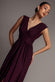 GATHERED SHOULDER WRAP NECK DRAPED WAIST MAXI DRESS BY GODDIVA DR5005