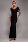 V Neck Cowl Back Pleated Sleeve Scuba Maxi Dress DR5010