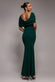 V Neck Cowl Back Pleated Sleeve Scuba Maxi Dress DR5010