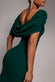 V Neck Cowl Back Pleated Sleeve Scuba Maxi Dress DR5010