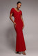 V Neck Cowl Back Pleated Sleeve Scuba Maxi Dress DR5010