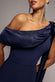 ONE SHOULDER VELVET SATIN BOW CAPE MAXI DRESS BY GODDIVA DR5021