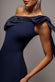 ONE SHOULDER VELVET SATIN BOW CAPE MAXI DRESS BY GODDIVA DR5021