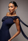 ONE SHOULDER VELVET SATIN BOW CAPE MAXI DRESS BY GODDIVA DR5021
