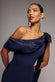 ONE SHOULDER VELVET SATIN BOW CAPE MAXI DRESS BY GODDIVA DR5021