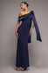 ONE SHOULDER VELVET SATIN BOW CAPE MAXI DRESS BY GODDIVA DR5021
