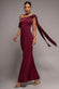 ONE SHOULDER VELVET SATIN BOW CAPE MAXI DRESS BY GODDIVA DR5021