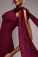 ONE SHOULDER VELVET SATIN BOW CAPE MAXI DRESS BY GODDIVA DR5021