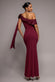 ONE SHOULDER VELVET SATIN BOW CAPE MAXI DRESS BY GODDIVA DR5021