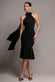 SCUBA & SOFT SATIN HALTERNECK MIDI DRESS WITH BACK SASH DR5022