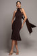SCUBA & SOFT SATIN HALTERNECK MIDI DRESS WITH BACK SASH DR5022