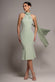 SCUBA & SOFT SATIN HALTERNECK MIDI DRESS WITH BACK SASH DR5022