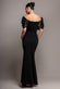 Satin Plunge Neck Bardot Scuba Maxi Dress DR5040