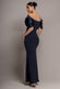 Satin Plunge Neck Bardot Scuba Maxi Dress DR5040
